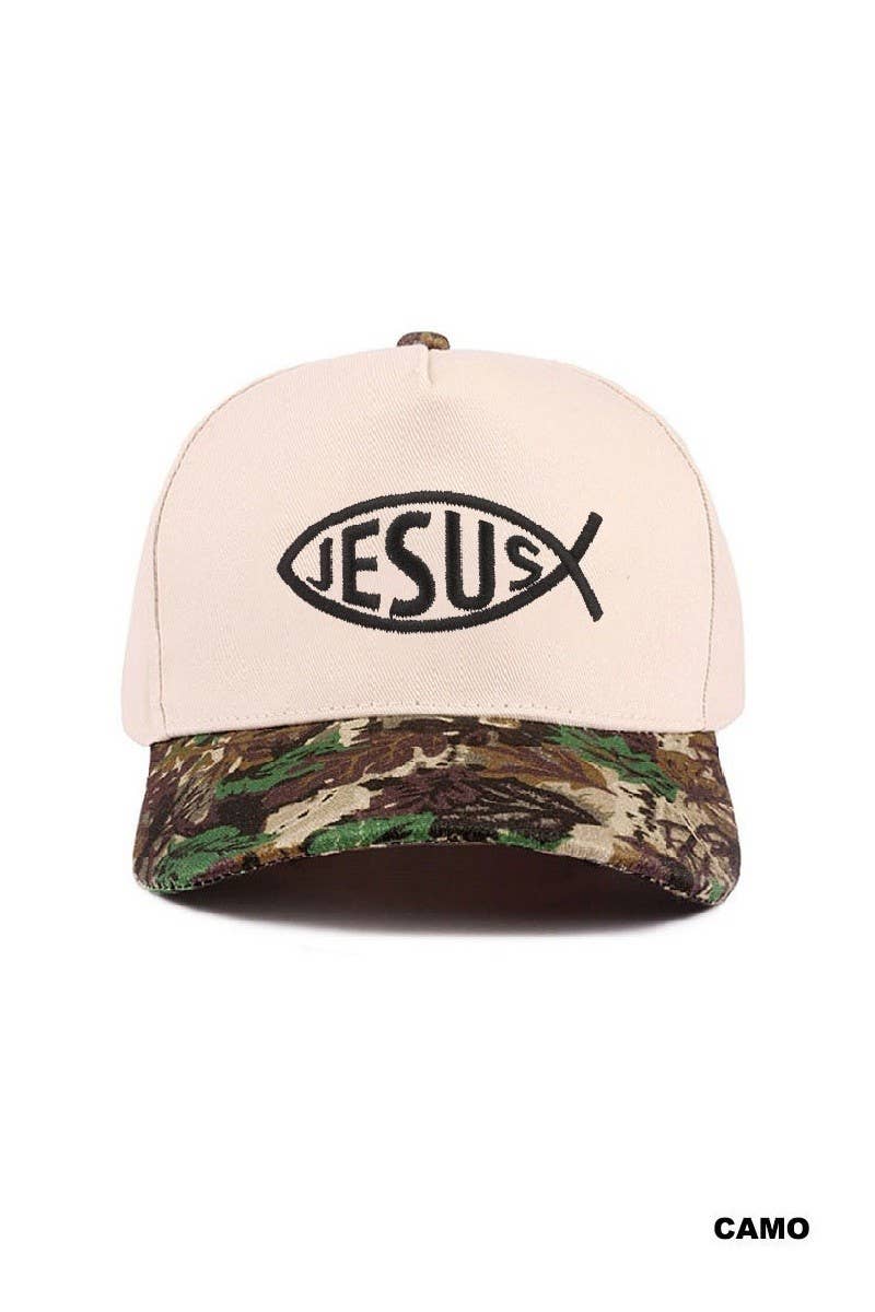 Jesus Fish Symbol Two Tone Cotton Cap