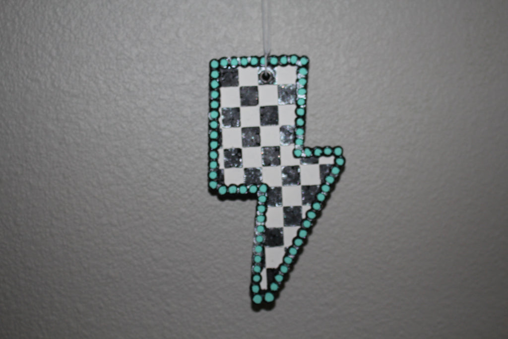 Lightning Bolt Checkered Freshie- Leather Scent