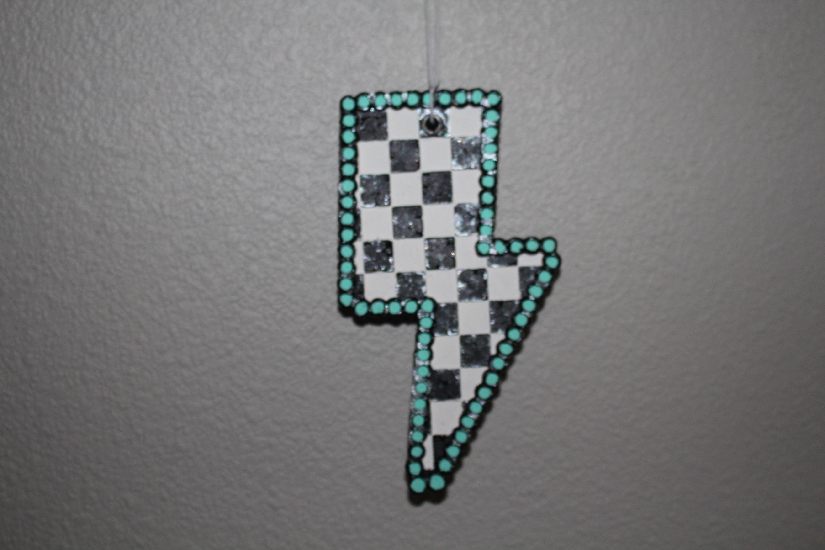 Lightning Bolt Checkered Freshie- Leather Scent