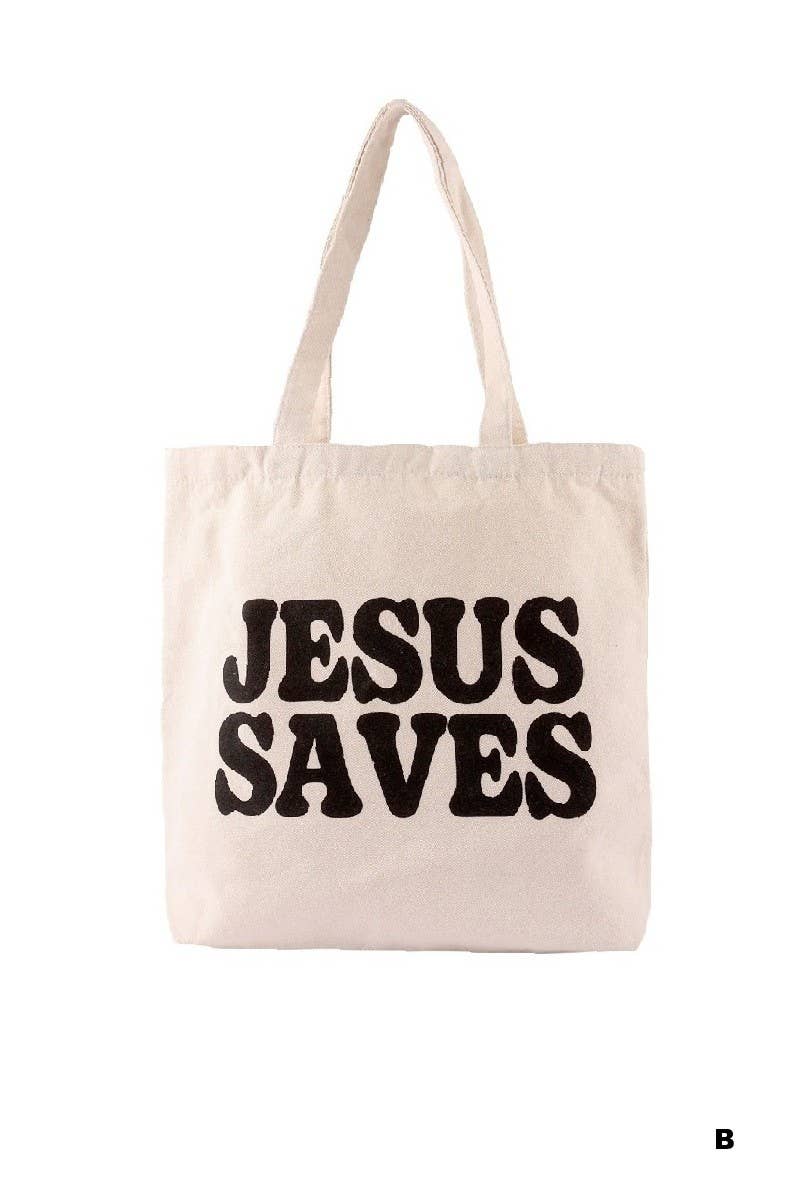 Jesus saves tote bag