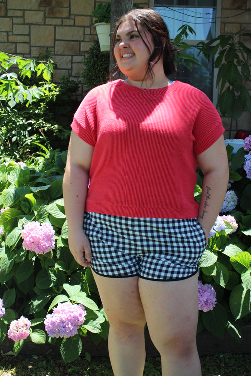 Raised Rib Cap Sleeve Top