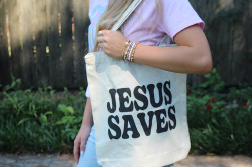 Jesus saves tote bag