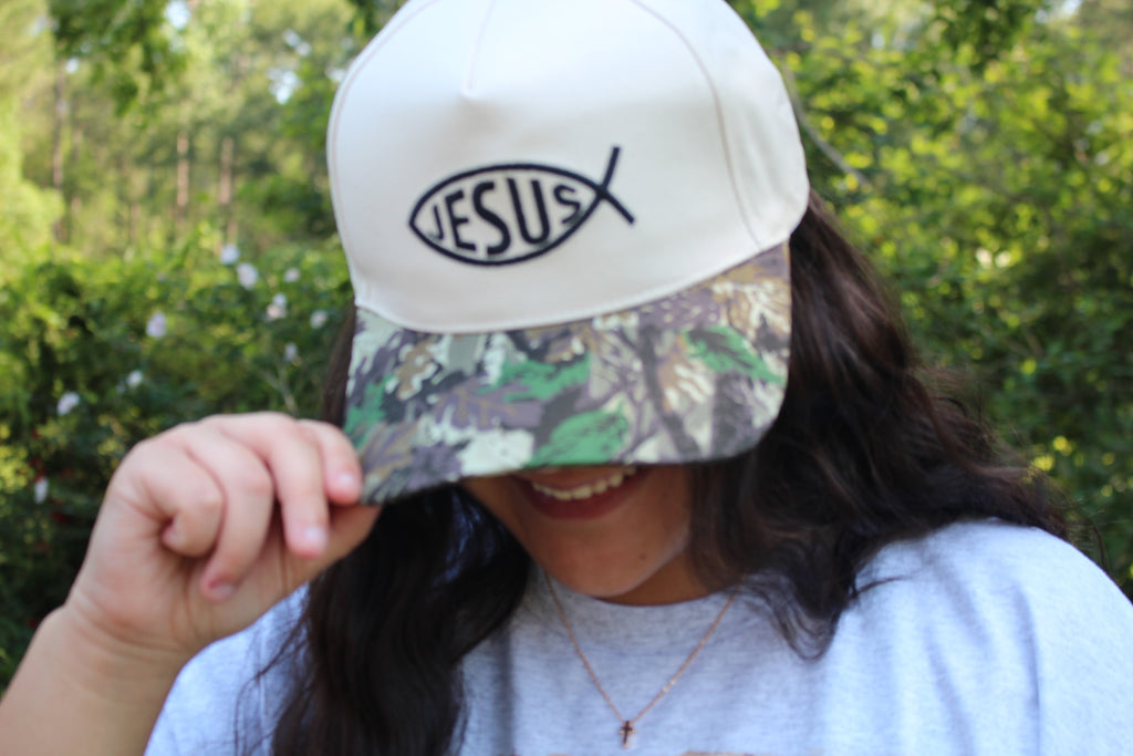 Jesus Fish Symbol Two Tone Cotton Cap