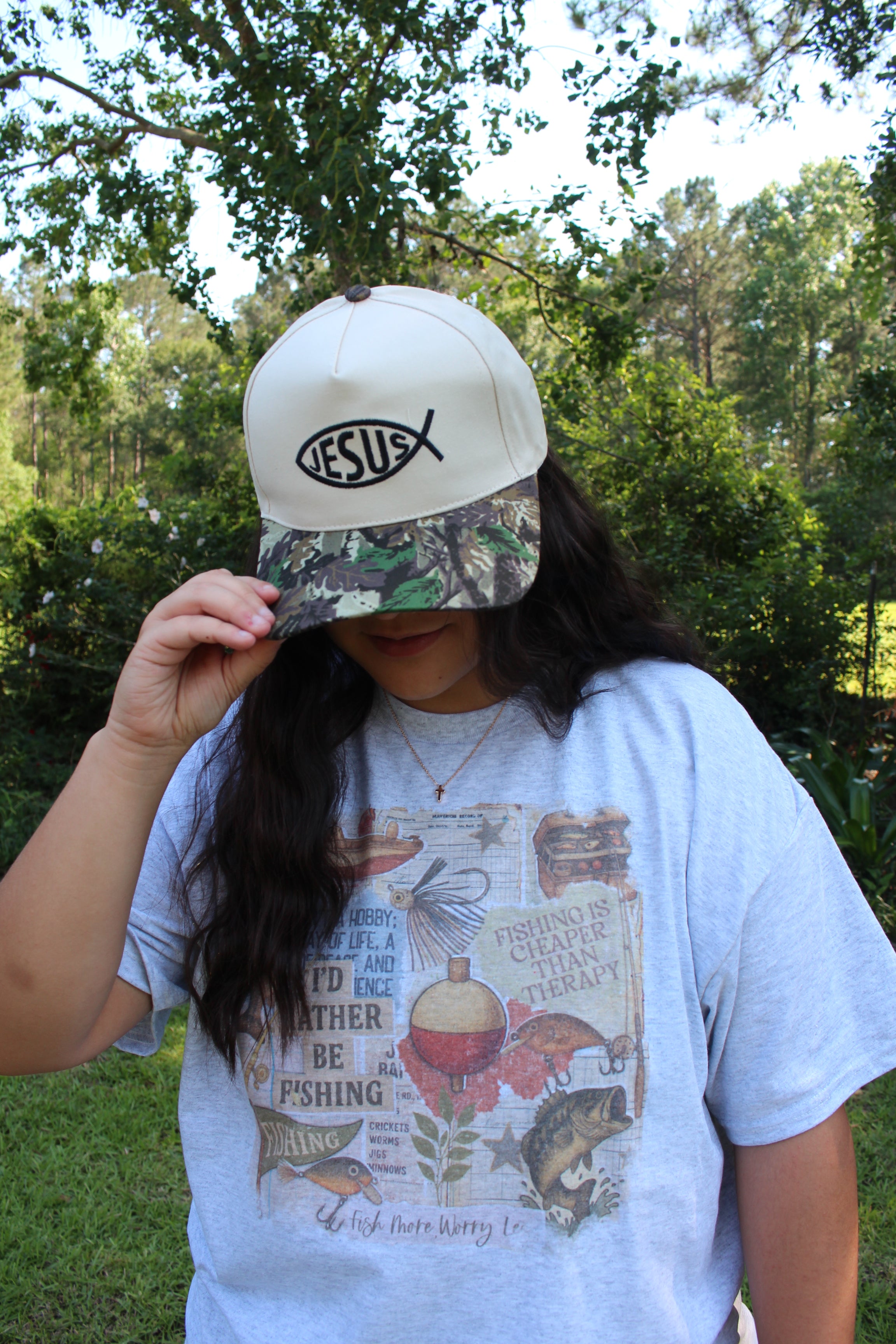 Jesus Fish Symbol Two Tone Cotton Cap