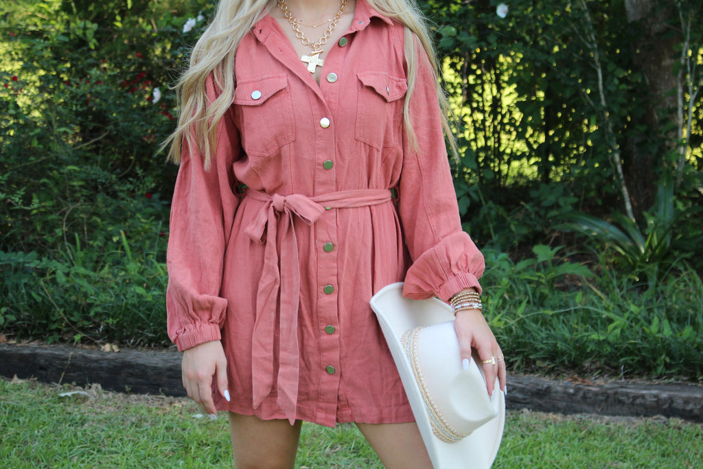 Rust Button Down Dress