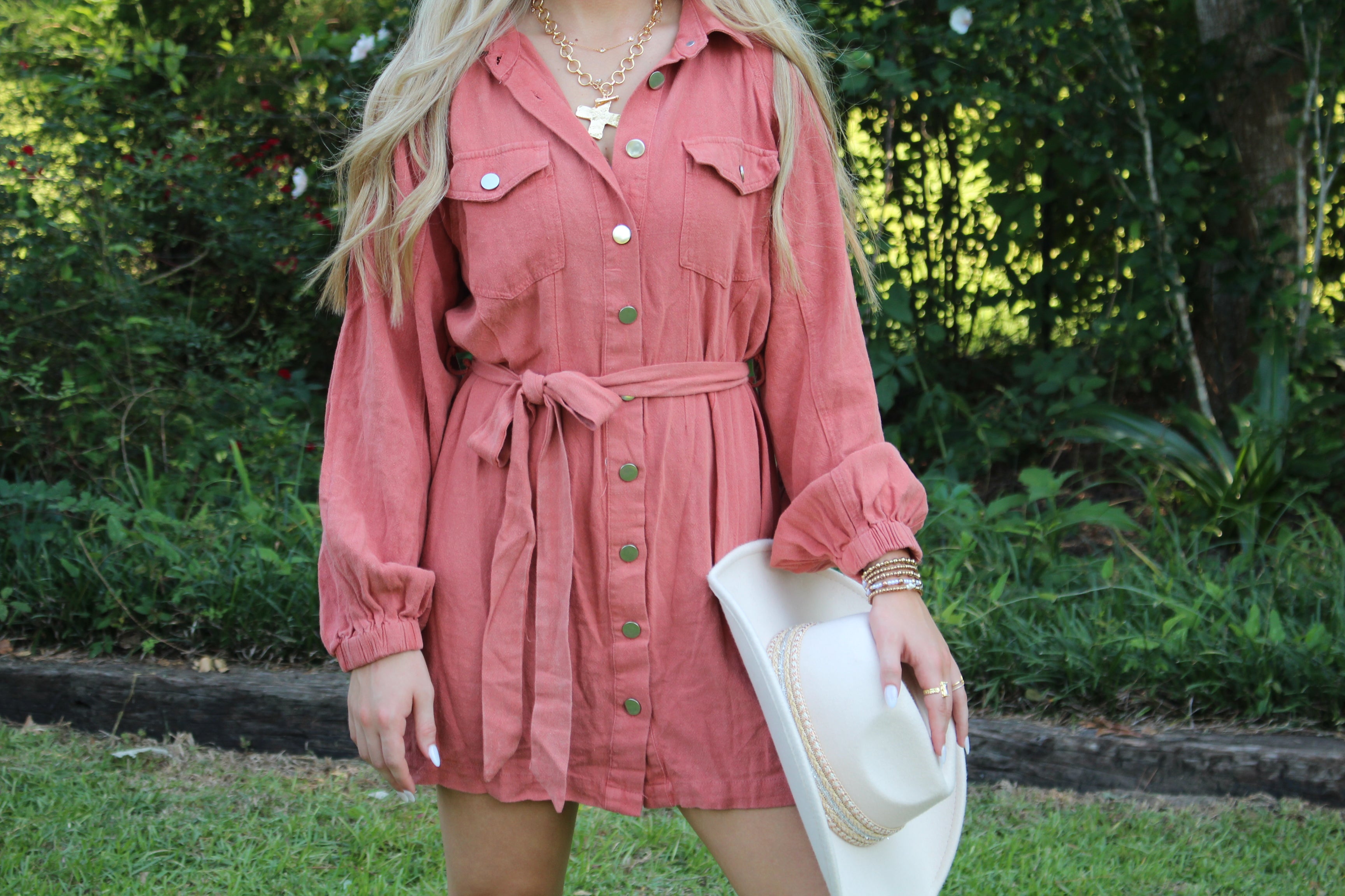 Rust Button Down Dress