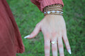 24K Gold Filled Heart White Enamel Micro Paved CZ Wrap Ring