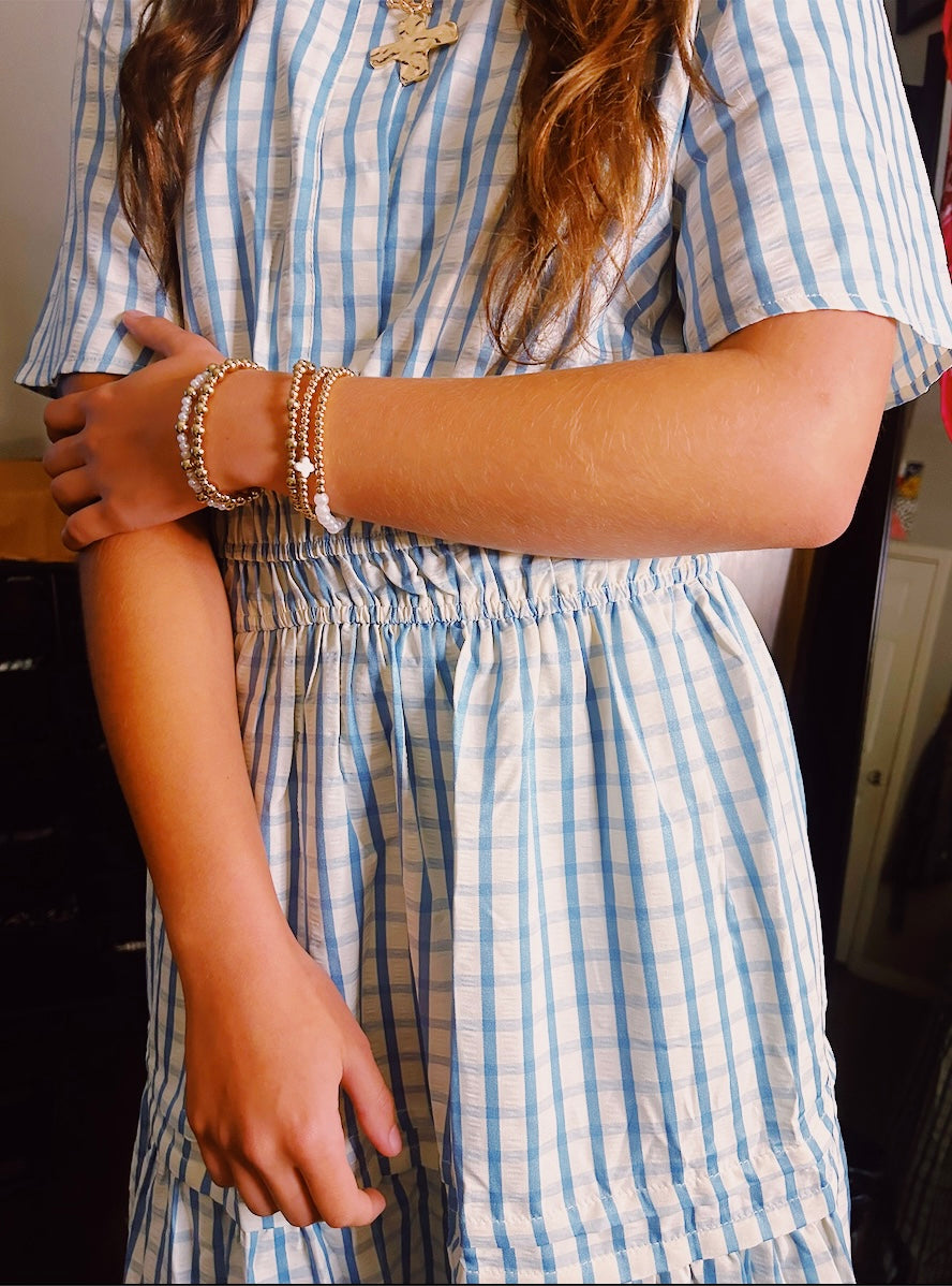 Blue Short Sleeve Maxi Dress